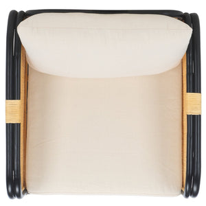 Safavieh Alybeth Accent Chair - Chic Rattan Design With Removable Cushion For Stylish Home Comfort White / Black ACH6531B