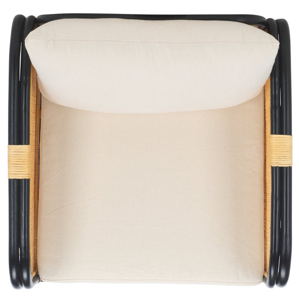 Safavieh Alybeth Accent Chair - Chic Rattan Design With Removable Cushion For Stylish Home Comfort White / Black ACH6531B