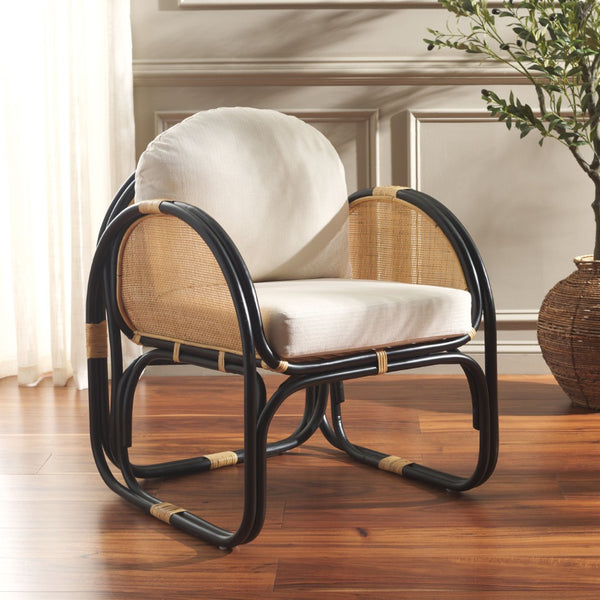 Safavieh Constella Modern Accent Chair With Cushion – Chic Rattan Design For Stylish Comfort & Versatility ACH6532A