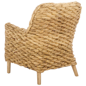 Safavieh Purrl Hyacinth Accent Chair With Cushion - Elegant Mango Wood Frame For Stylish Comfort And Class White ,Natural Wood,Hyacinth,Fabric,Foam Ach6533a