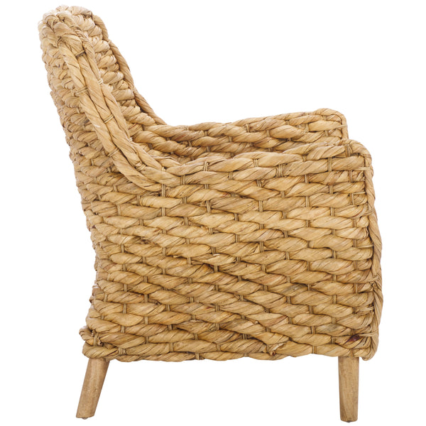 Safavieh Purrl Hyacinth Accent Chair With Cushion - Elegant Mango Wood Frame For Stylish Comfort And Class White ,Natural Wood,Hyacinth,Fabric,Foam Ach6533a