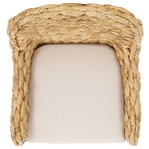 Safavieh Purrl Hyacinth Accent Chair With Cushion - Elegant Mango Wood Frame For Stylish Comfort And Class White ,Natural Wood,Hyacinth,Fabric,Foam Ach6533a