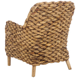 Safavieh Purrl Hyacinth Accent Chair With Cushion - Elegant Mango Wood Frame For Stylish Comfort And Class White ,Brown Wash Wood,Hyacinth,Fabric,Foam Ach6533b