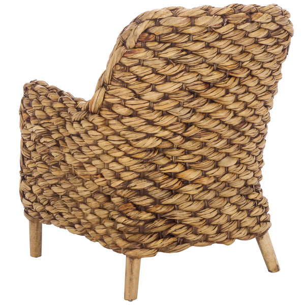 Safavieh Purrl Hyacinth Accent Chair With Cushion - Elegant Mango Wood Frame For Stylish Comfort And Class White ,Brown Wash Wood,Hyacinth,Fabric,Foam Ach6533b