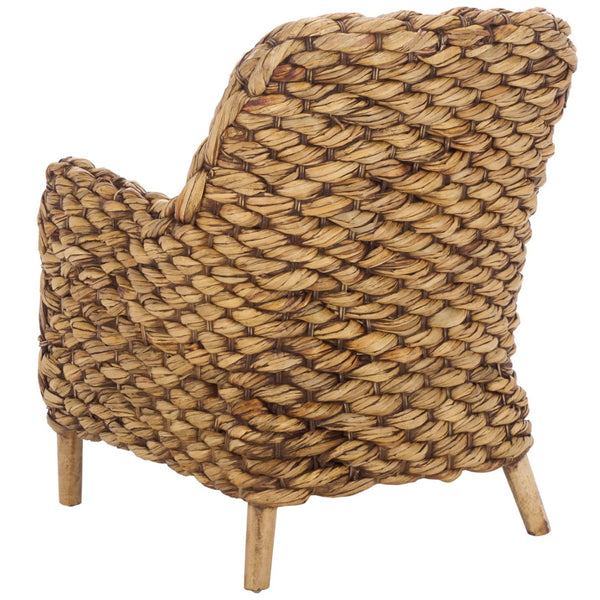 Safavieh Purrl Hyacinth Accent Chair - Handwoven Design With Mango Wood Frame For Stylish Home Comfort White / Brown Wash / Sand ACH6533B