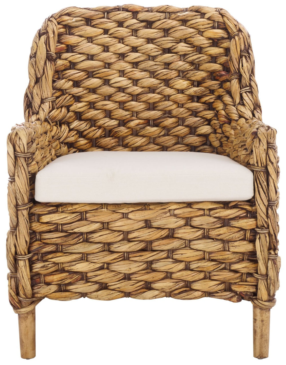 Safavieh Purrl Hyacinth Accent Chair - Handwoven Design With Mango Wood Frame For Stylish Home Comfort White / Brown Wash / Sand ACH6533B