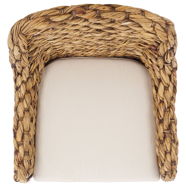 Safavieh Purrl Hyacinth Accent Chair With Cushion - Elegant Mango Wood Frame For Stylish Comfort And Class White ,Brown Wash Wood,Hyacinth,Fabric,Foam Ach6533b