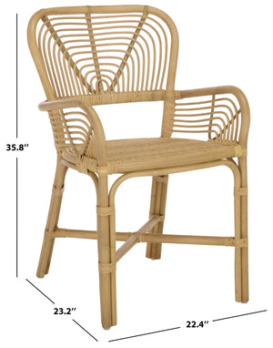 Rimma Rattan Arm Chair Set Of 2 — Hand‑Woven Texture, Airy Open Silhouette, Cozy Support For Living Spaces