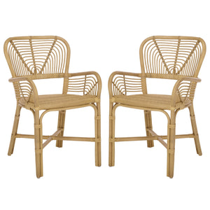 Rimma Rattan Arm Chair Set Of 2 — Hand‑Woven Texture, Airy Open Silhouette, Cozy Support For Living Spaces