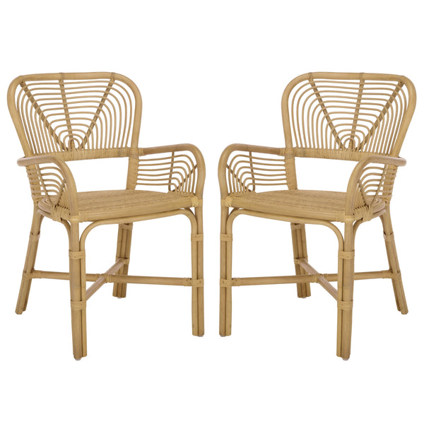 Rimma Rattan Arm Chair Set Of 2 — Hand‑Woven Texture, Airy Open Silhouette, Cozy Support For Living Spaces