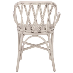 Serafima Rattan Arm Chair Set Of 2 With Hand-Woven Texture, Ergonomic Curved Back, Coastal Style Accent Seat