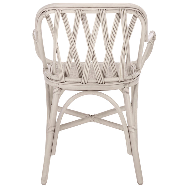 Serafima Rattan Arm Chair Set Of 2 With Hand-Woven Texture, Ergonomic Curved Back, Coastal Style Accent Seat