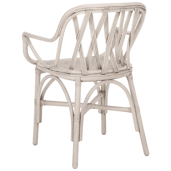 Serafima Rattan Arm Chair Set Of 2 With Hand-Woven Texture, Ergonomic Curved Back, Coastal Style Accent Seat