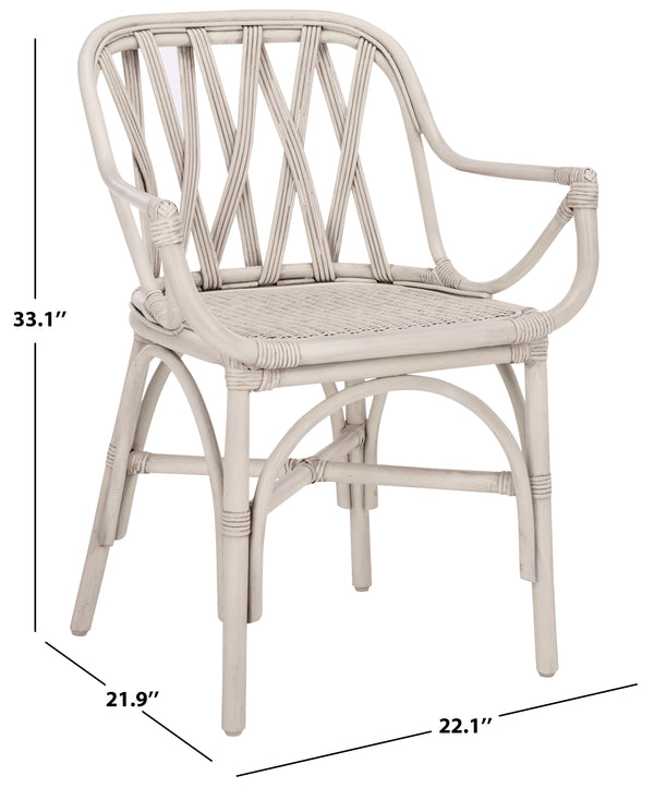 Serafima Rattan Arm Chair Set Of 2 With Hand-Woven Texture, Ergonomic Curved Back, Coastal Style Accent Seat