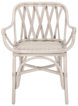 Serafima Rattan Arm Chair Set Of 2 With Hand-Woven Texture, Ergonomic Curved Back, Coastal Style Accent Seat