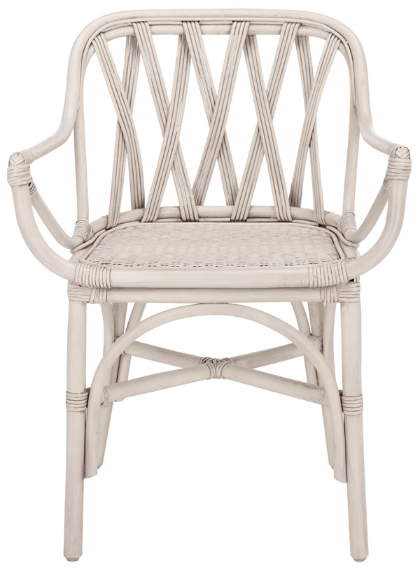 Serafima Rattan Arm Chair Set Of 2 With Hand-Woven Texture, Ergonomic Curved Back, Coastal Style Accent Seat