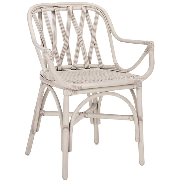 Serafima Rattan Arm Chair Set Of 2 With Hand-Woven Texture, Ergonomic Curved Back, Coastal Style Accent Seat