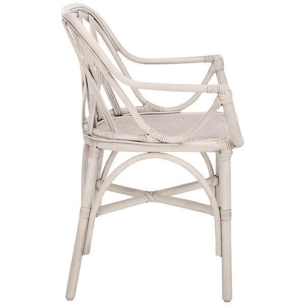 Serafima Rattan Arm Chair Set Of 2 With Hand-Woven Texture, Ergonomic Curved Back, Coastal Style Accent Seat