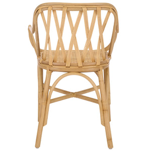 Serafima Rattan Arm Chair Set Of 2 With Hand-Woven Texture, Ergonomic Curved Back, Coastal Style Accent Seat