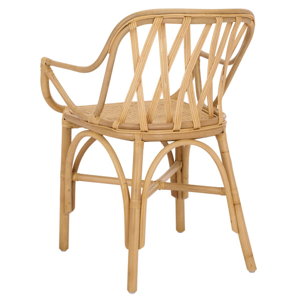 Serafima Rattan Arm Chair Set Of 2 With Hand-Woven Texture, Ergonomic Curved Back, Coastal Style Accent Seat