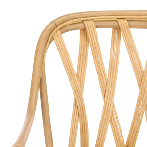 Serafima Rattan Arm Chair Set Of 2 With Hand-Woven Texture, Ergonomic Curved Back, Coastal Style Accent Seat