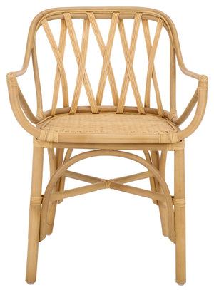 Serafima Rattan Arm Chair Set Of 2 With Hand-Woven Texture, Ergonomic Curved Back, Coastal Style Accent Seat