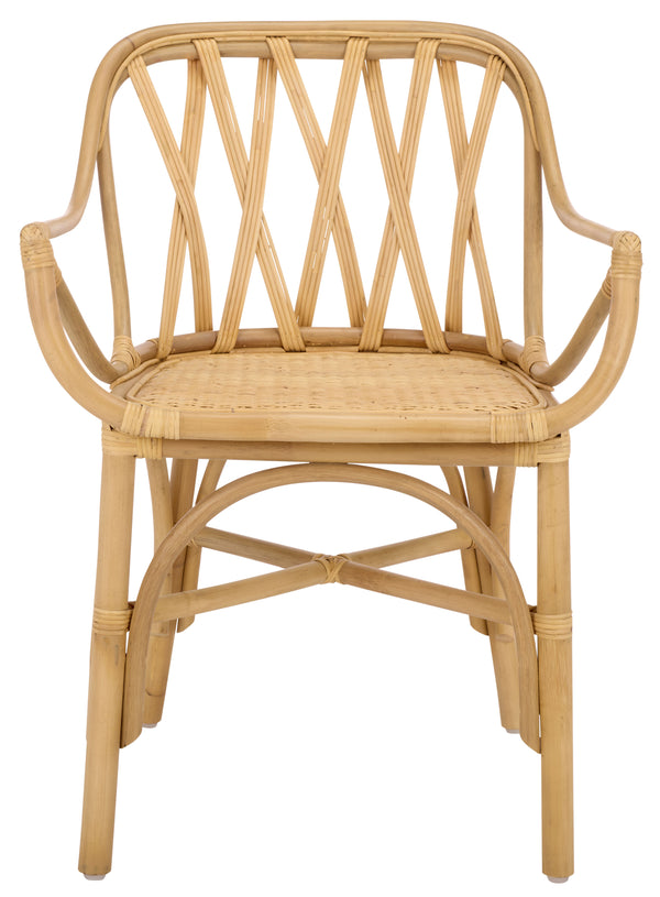 Serafima Rattan Arm Chair Set Of 2 With Hand-Woven Texture, Ergonomic Curved Back, Coastal Style Accent Seat