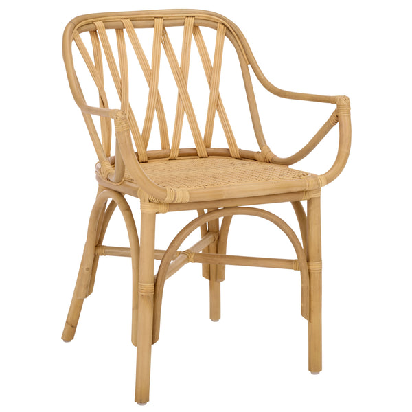 Serafima Rattan Arm Chair Set Of 2 With Hand-Woven Texture, Ergonomic Curved Back, Coastal Style Accent Seat