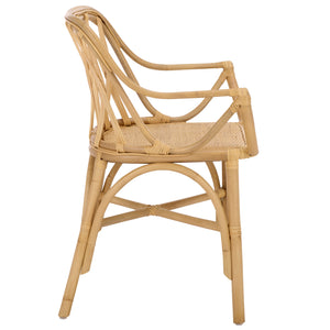 Serafima Rattan Arm Chair Set Of 2 With Hand-Woven Texture, Ergonomic Curved Back, Coastal Style Accent Seat
