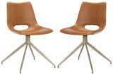 Safavieh Danube Midcentury Modern Leather Swivel Dining Chair Cognac/ Copper ACH7001A-SET2