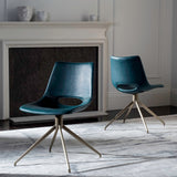 Safavieh Danube Midcentury Modern Leather Swivel Dining Chair Blue/Copper ACH7001B-SET2