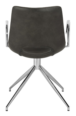Safavieh Dawn Midcentury Modern Leather Swivel Office Chair - Stylish Ergonomic Seating For Home & Office Grey/Stainless Steel ACH7002A