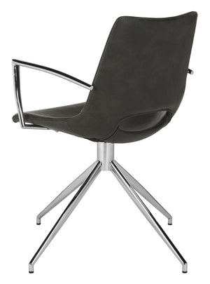 Safavieh Dawn Midcentury Modern Leather Swivel Office Chair - Stylish Ergonomic Seating For Home & Office Grey/Stainless Steel ACH7002A