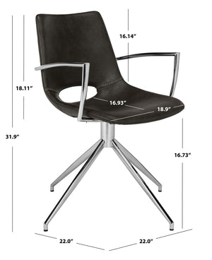 Safavieh Dawn Midcentury Modern Leather Swivel Office Chair - Stylish Ergonomic Seating For Home & Office Grey/Stainless Steel ACH7002A