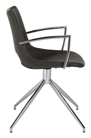 Safavieh Dawn Midcentury Modern Leather Swivel Office Chair - Stylish Ergonomic Seating For Home & Office Grey/Stainless Steel ACH7002A