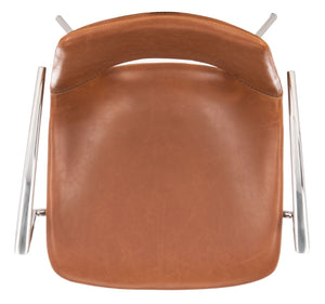 Safavieh Dawn Midcentury Modern Leather Swivel Office Chair - Stylish Ergonomic Seating For Home & Office Cognac/Stainless Steel ACH7002B