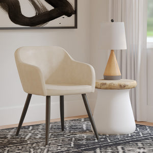 Safavieh Adalena Accent Chair - Modern Comfort With Vintage Flair For Stylish Living Spaces And Seating Solutions Beige Pu/Black Legs ACH7500B