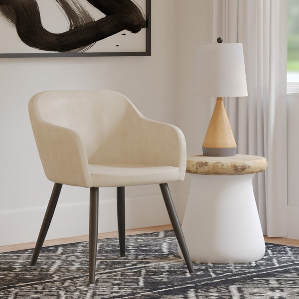 Safavieh Adalena Accent Chair - Modern Comfort With Vintage Flair For Stylish Living Spaces And Seating Solutions Beige Pu/Black Legs ACH7500B