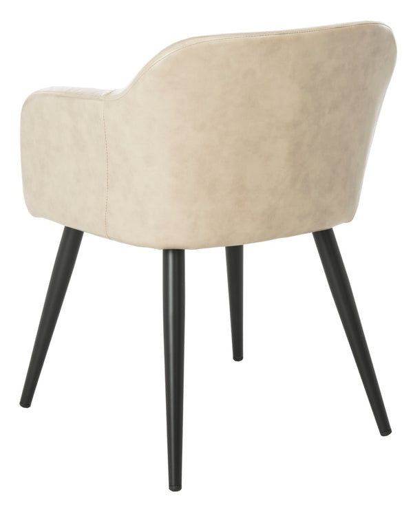 Safavieh Adalena Accent Chair - Modern Comfort With Vintage Flair For Stylish Living Spaces And Seating Solutions Beige Pu/Black Legs ACH7500B