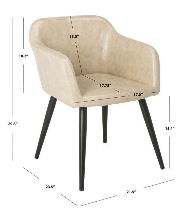 Safavieh Adalena Accent Chair - Modern Comfort With Vintage Flair For Stylish Living Spaces And Seating Solutions Beige Pu/Black Legs ACH7500B