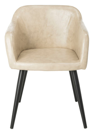 Safavieh Adalena Accent Chair - Modern Comfort With Vintage Flair For Stylish Living Spaces And Seating Solutions Beige Pu/Black Legs ACH7500B
