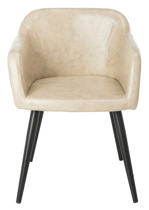 Safavieh Adalena Accent Chair - Modern Comfort With Vintage Flair For Stylish Living Spaces And Seating Solutions Beige Pu/Black Legs ACH7500B