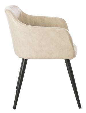 Safavieh Adalena Accent Chair - Modern Comfort With Vintage Flair For Stylish Living Spaces And Seating Solutions Beige Pu/Black Legs ACH7500B