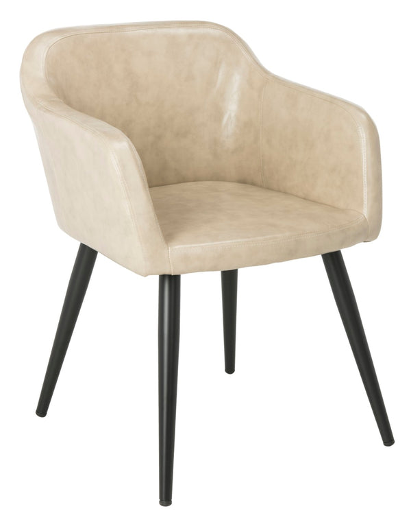 Safavieh Adalena Accent Chair - Modern Comfort With Vintage Flair For Stylish Living Spaces And Seating Solutions Beige Pu/Black Legs ACH7500B