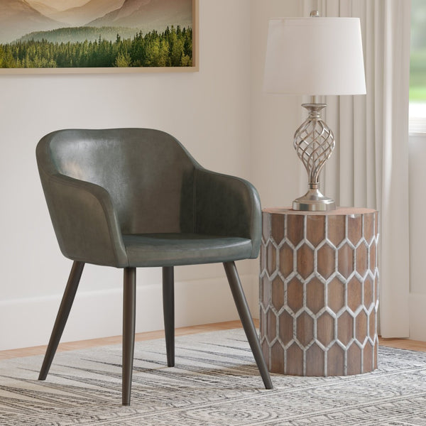 Safavieh Adalena Accent Chair - Modern Comfort With Vintage Flair For Stylish Living Spaces And Seating Solutions Dark Grey Pu/Black Legs ACH7500C