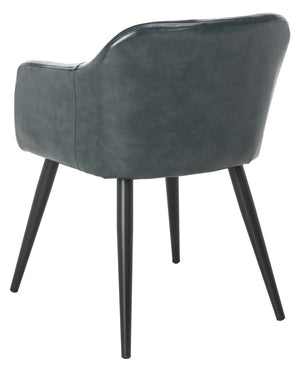 Safavieh Adalena Accent Chair - Modern Comfort With Vintage Flair For Stylish Living Spaces And Seating Solutions Dark Grey Pu/Black Legs ACH7500C