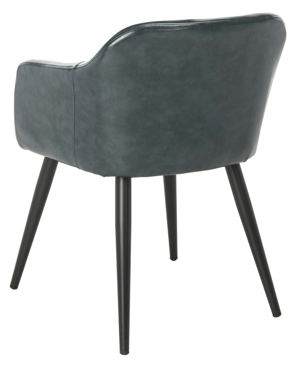 Safavieh Adalena Accent Chair - Modern Comfort With Vintage Flair For Stylish Living Spaces And Seating Solutions Dark Grey Pu/Black Legs ACH7500C