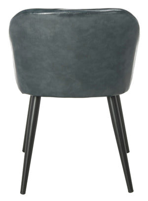 Safavieh Adalena Accent Chair - Modern Comfort With Vintage Flair For Stylish Living Spaces And Seating Solutions Dark Grey Pu/Black Legs ACH7500C