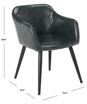 Safavieh Adalena Accent Chair - Modern Comfort With Vintage Flair For Stylish Living Spaces And Seating Solutions Dark Grey Pu/Black Legs ACH7500C