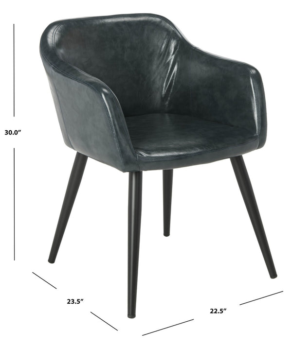 Safavieh Adalena Accent Chair - Modern Comfort With Vintage Flair For Stylish Living Spaces And Seating Solutions Dark Grey Pu/Black Legs ACH7500C